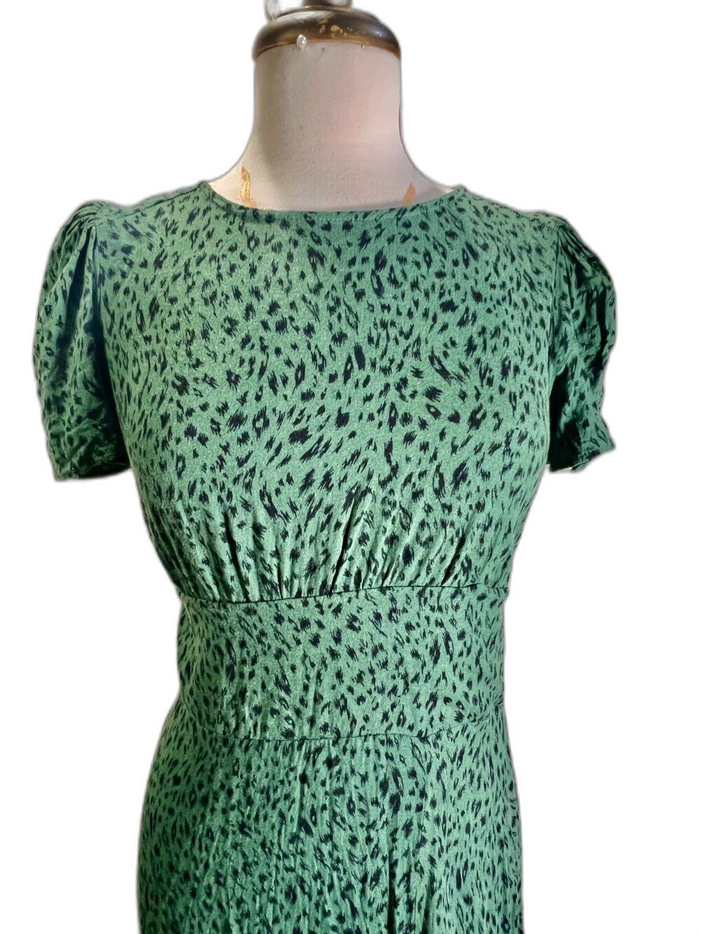AFRM Maxi Dress Size M Modern Leopard Long Dress Green Grunge Boho Maxi